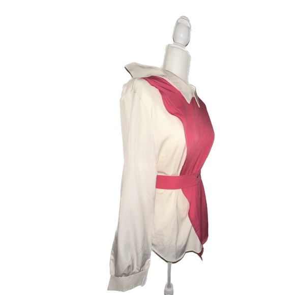 NWOT- SHEIN | XL (12) - Contrast Panel Asymmetrical Hem 2 In 1 Belted Blouse - Picture 7 of 11